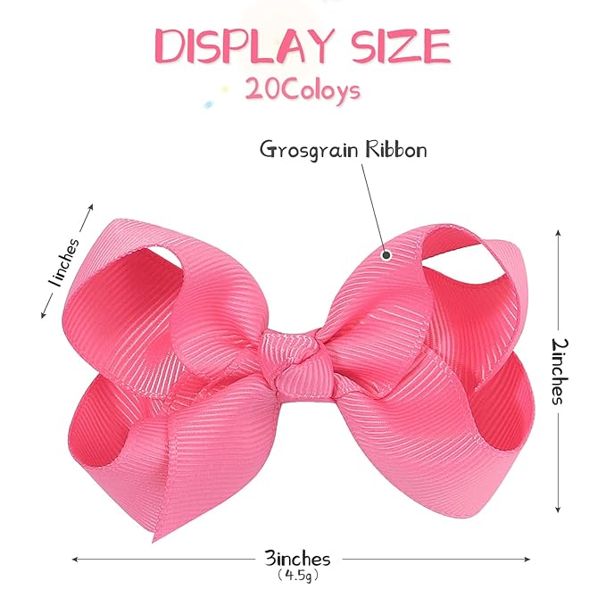 50PCS 3Inch Hair Bows for Girls Grosgrain Ribbon Toddler Hair Accessories with Alligator Clips for Toddlers Baby Girls Kids Teens in Pairs
