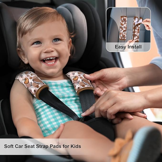 Seat Belt Covers for Kids, Double-Sided Use Shoulder Pads for Kids, Comfort Neck Strap Covers, Cute Car Seatbelt Cushion Covers for Boys Girls(2 Pack)