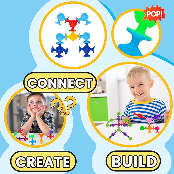 80PCS Suction Cup Toy Set, Multiple Styles Randomly Sent, Surprise Matching, Rich Styles, Bright Colors, Bath Toys, Stress Relieving Sensory Toys Kids Adults Boys Girls, Baby Birthday