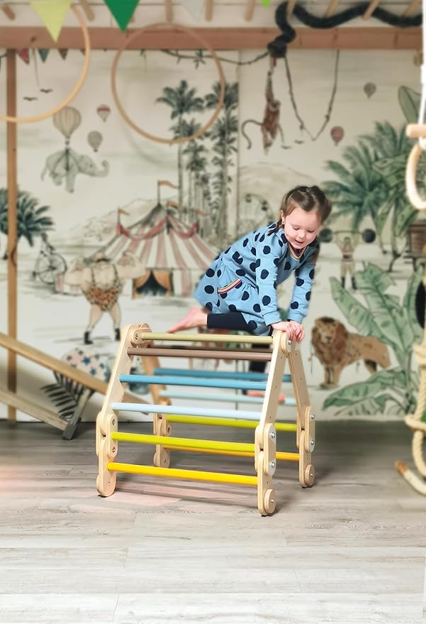small foot Climbing Triangle Adventure Made of Wood, Movement Game for Children, Multifunctional, from 2 Years, 12238
