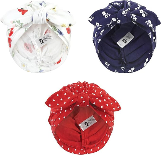 Hudson Baby Infant Girls Turban Cotton Headwraps, 0-24 Months