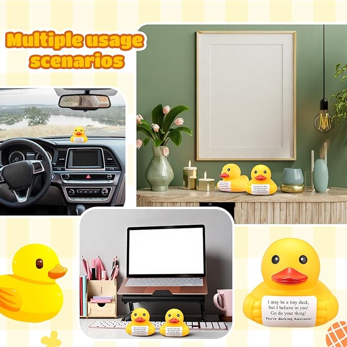 Civaner 7 Inch Emotional Giant Rubber Duck Big Jumbo Positive Yellow Duck Inspirational Gift Large Duckling Toy with Squeaky Sound for Men Coworker Colleges Graduation(I Believe in You)