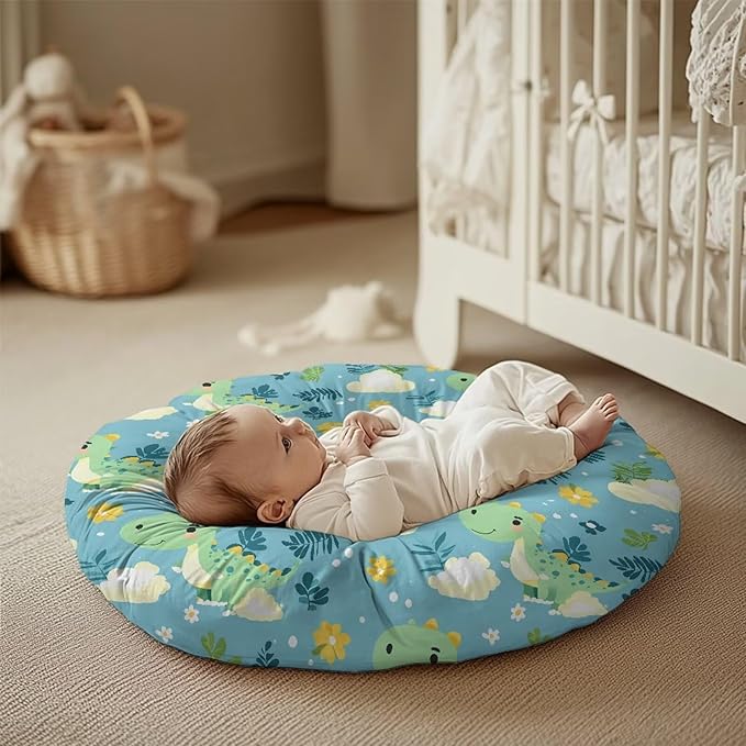 Cartoon Dinosaur and Cloud Newborn Lounger Pillow Cover Lounger Cover for Boys Girls Comfy Fit Infant Lounger for Baby, Infant Removable Slipcover Stain and Scratch Resistant