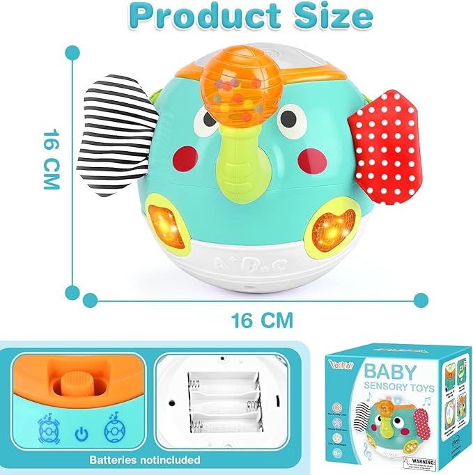 Crawling Toys - Baby Toys 6-12 Months, Elephant Musical Toy with Lights & Sounds, Interactive Learning Baby Crawling Toys for Motor Skills Development, Sensory Toy for Boys Girls, Christmas Birthday