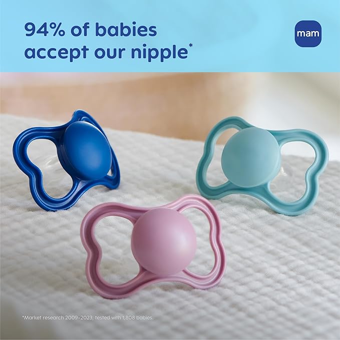 MAM Air Pacifier for Babies 16+ Months, Extra Air Flow for Sensitive Skin, Developed with Medical Experts, BPA-Free Skin Soft Silicone, 4 Count, Made in Europe