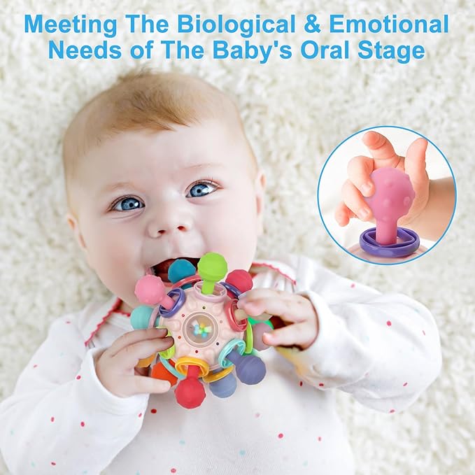 TOHIBEE Baby Montessori Sensory Teething Toys + Baby Teething Mitten for 0-6 6-12 Months