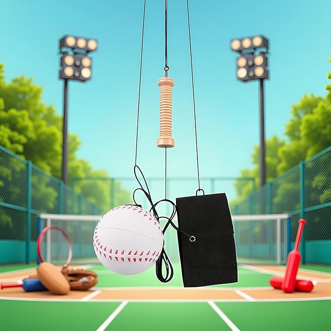 GANPUB 1 Pc White Wrist Return Ball, Sports Wrist Balls on a String, Rubber Rebound Bouncy Wristband Balls on Elastic String Sports Reaction for Wrist Exercise or Play Tennis, Baseball（2.36 in）