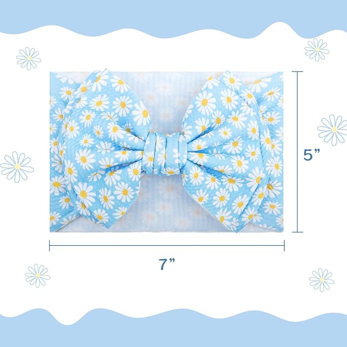 Daisy Baby Bow for Girls Blue Headbands for Baby Girl Hair Bow Accessories Summer Outfits for Infants Toddlers Hair Accessory