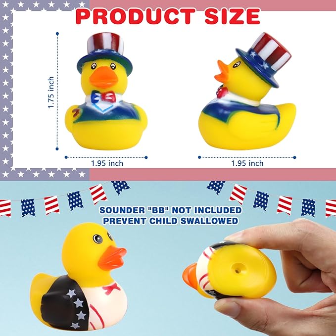 36 Pcs Patriotic Rubber Ducks Independence Day Gifts,4th of July Jeep Ducks,Rubber Duckies Bath Toys,Party Favors,Bags Stuffers,Holiday Supplies,Summer Beach and Pool Showers Toy