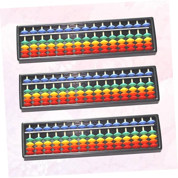 3pcs Colorful Plastic Abacus with 15 Rows, 5 Beads for ’s Mental Arithmetic, Lightweight Educational Portable Math Learning Tool, 3 Pieces per Pack