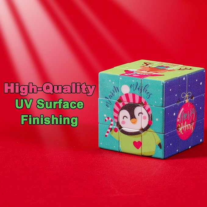 12 Pcs Premium Mini Cubes, Christmas 1.18" 3x3x3 Puzzle Cube Set with Fine-Textured Surface Finish, Stocking Stuffers, Birthday Party Favors, Classroom Prizes, Stress Relief Fidget Toys