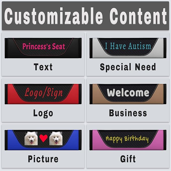 Custom Seat Belt Cover Pad - Personalized Carbon Fiber Seatbelt Shoulder Cushion, Auto Accessories for Cars Trucks SUVs