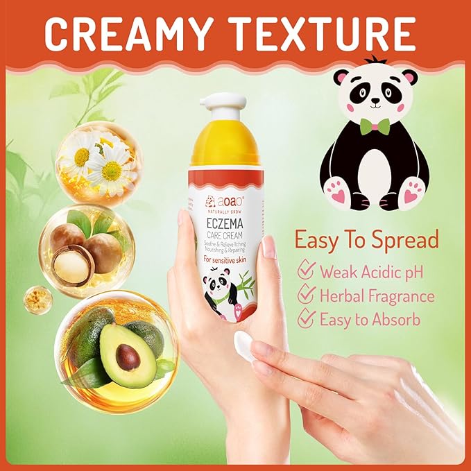 Baby Eczema Cream for Kids, Eczema Therapy & Relief Body Lotion - Nourishing Skin Protectant, Soothes Dry Irritated Skin, Hypoallergenic & Steroid-Free, 100ml/3.38oz