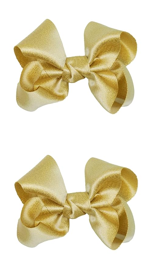 3 Inch Baby Girl Hair Bows Clips Hairpin Headwear Little Teen Toddler Girls Kids Teens Toddlers Hair Accessories - Set of 2 (Gold)