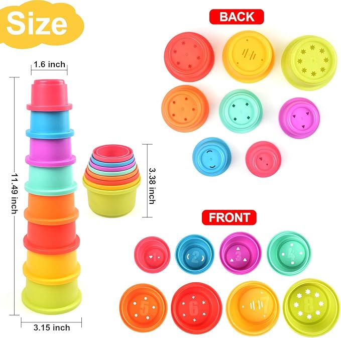 Baby Stacking Nesting Cups Toys, Baby Toys 6 to 12 Months, Montessori Toys for Toddler Gifts 1 Year Old (617-97)