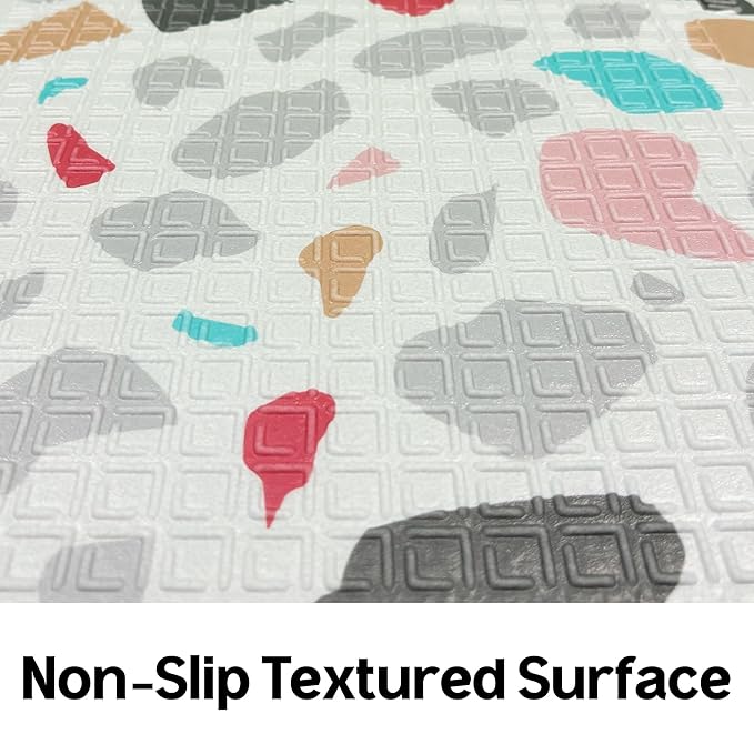 Parklon Foldable Play Mat for Baby - Deco Terrazzo Floor Mats design - Perfect Tummy Time Mat & Nursery Rug - Portable Playroom Rug, Indoor/Outdoor, Waterproof, Made in Korea - Large 79" x 55"