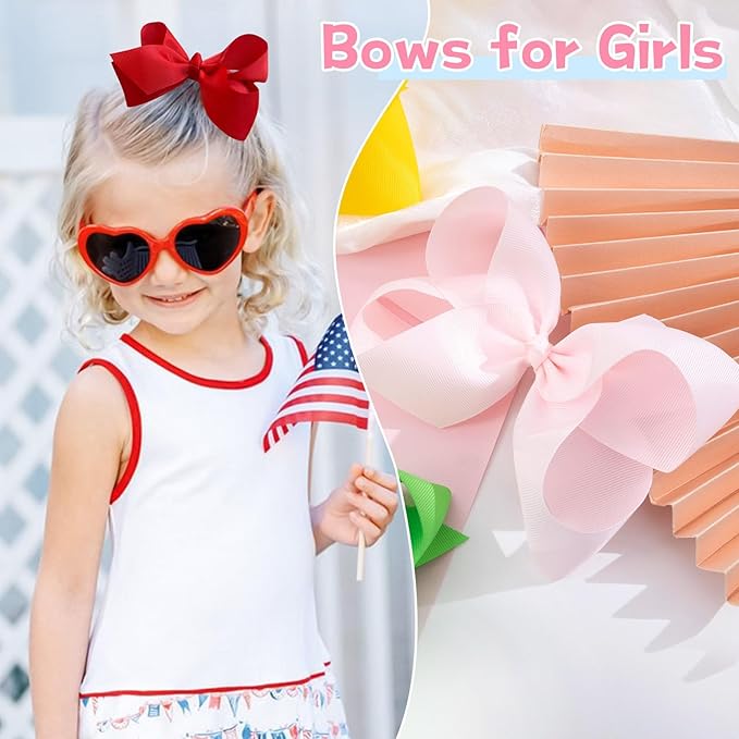 Oaoleer 40 Colors 4.5 Inch Hair Bows Clips Grosgrain Ribbon Bows Hair Alligator Clips Hair Barrettes Hair Accessories for Girls Toddler Infants Kids Teens Children (4.5inch 40color)