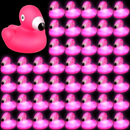 Deekin 48 Pcs LED Light up Flamingo Rubber Ducks 2.76'' Cute Small Flamingo Ducks Glow Toy for Birthday Party Baby Shower Supplies Party Favors Decor Creative Gift Classroom Prizes