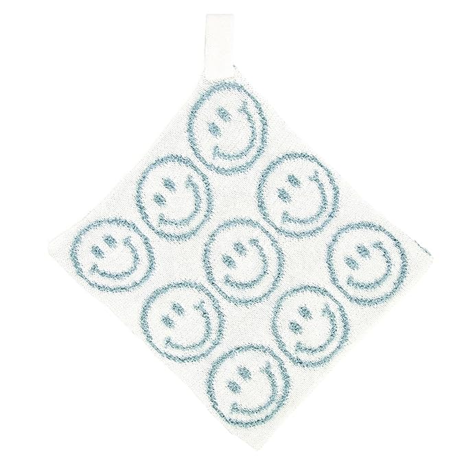 Stephan Baby Plush Blankets - Soft Absorbent Blankie with Paci-Clip for Pacifiers and Teething Toys, 9" Square, Smiley Faces
