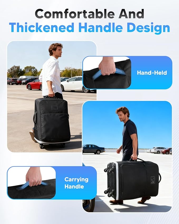 Powerty Car Seat Travel Bag for Airplane with Swivel Wheel, Extendable Height Padded Carseat Travel Backpack Large Storage Bag, Baby Infant Booster Seat Bags for Air Travel