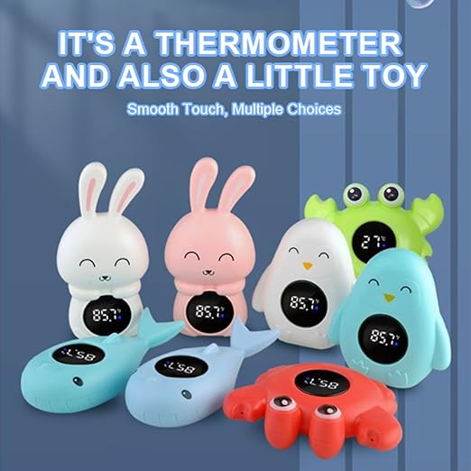 Baby Bath Thermometer, Digital Tube Floating Thermometer, Temp Warning Water Temperature Thermometer, Cute Cartoon Water Temperature Monitoring for Newborns, Infants (Penguin White)