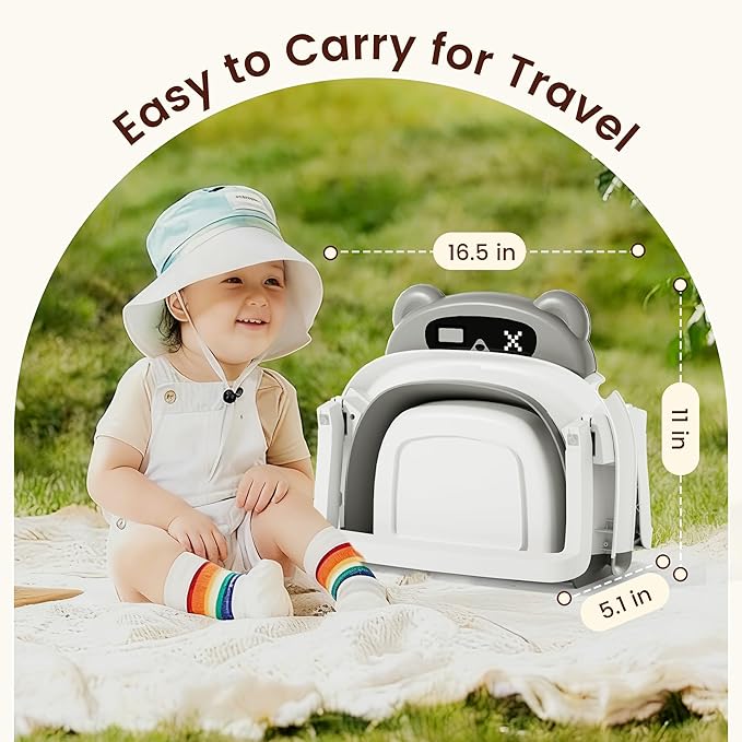 Baby Bathtub,Foldable Baby Bath Tub for Newborn to Toddler (0-18 Months) – Collapsible Infant Tub for Travel with Thermometer, Soft Cushion,Grey
