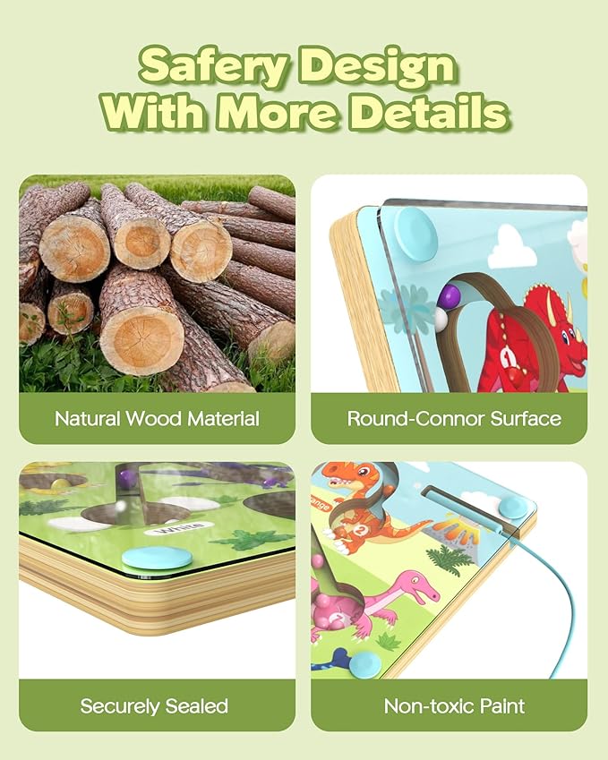 Magnetic Color and Number Maze, Montessori Busy Toys for 3 4 5 Year Old, Wooden Puzzle Activity Board, Learning Educational Toddler Toy for Kids 3 4 5 Year Old, Toddler Travel Toys for Preschoolers