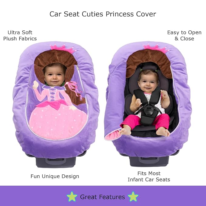 Car Seat Cuties, Baby Carrier Seat Cover for Infant Seat or Stroller, Baby Car Seat Covers with Warm Plush Lining, New Baby Gift, Soft Baby Carrier Blanket Cover, Infant Halloween Costume - Princess