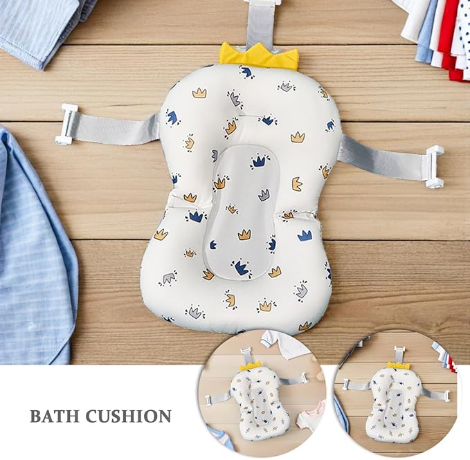 Toyvian Baby Bath Cushion 19.68X11.81 Inch Non-Slip Floating Baby Bathtub Seat Support for Infant Head Neck Back in Sink or Tub for Home and Travel
