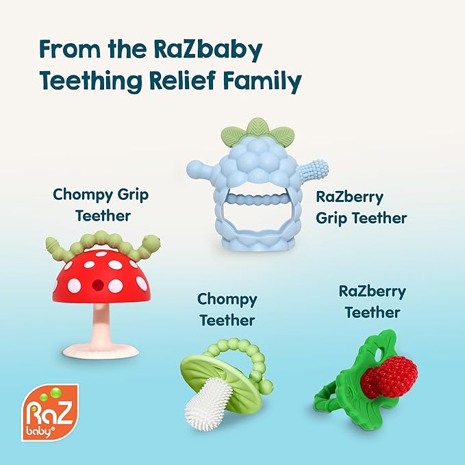 RaZbaby RaZberry Plus Baby Teether – Easy-to-Hold Toy for Front & Back Teething Relief, BerryBumps Texture for Sensory Development, Soothes Sore Gums, BPA-Free, Great Gift for Babies 3M+ – Pink