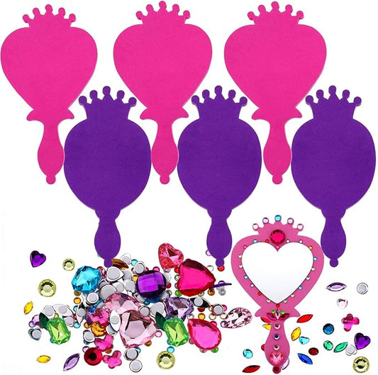 RICHNESS Little Girls Princess Mirrors Make Your Own Mirrors Princess Party Favors Pack of 6