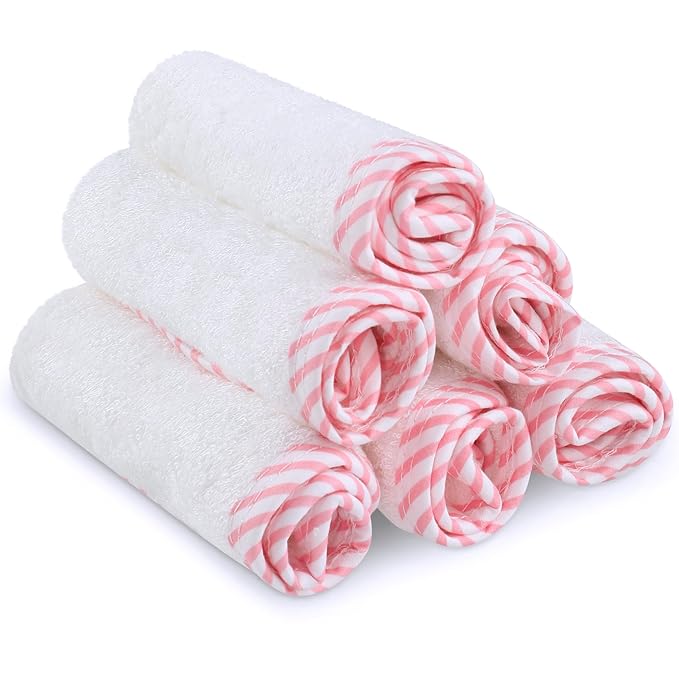 San Francisco Baby Washcloths for Newborn — Rayon from Bamboo Washcloths, Baby Wash Cloths Soft, Wash Cloths for Babies, Baby Wash Cloth — 6 Pieces, Pink