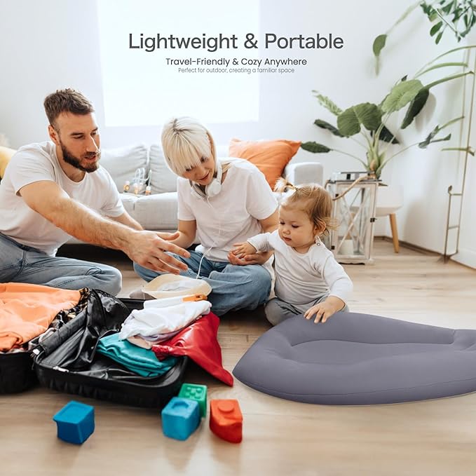 Baby Lounger for Newborn: Skin-Friendly & Breathable for 0-12 Months Infant Tummy Time Playtime & Diaper Changes - Portable & Lightweight Cushion for New Parents (Gray)