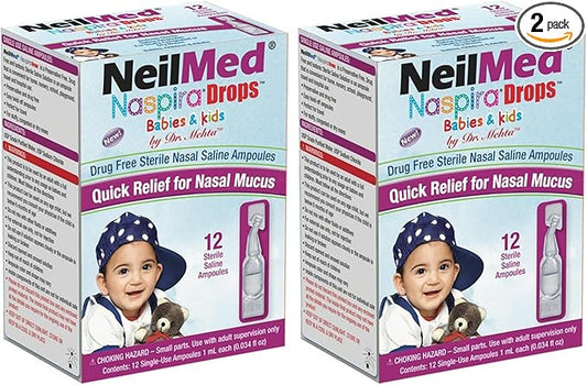 NeilMed Naspira Drops - Easy Twist-Off 12ct Ampoules, (Packaging May Vary) (Pack of 2)