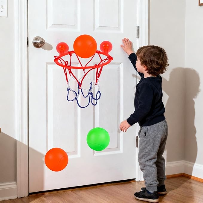 2,5or10 Bath Toys for Toddlers-Bathtub Basketball Hoop for Kids-Bath Toys Shower Toys for Kids Ages 3-8-Suction Cup Basketball Hoop & 2 Soft Balls Set for Boys Girls (10)