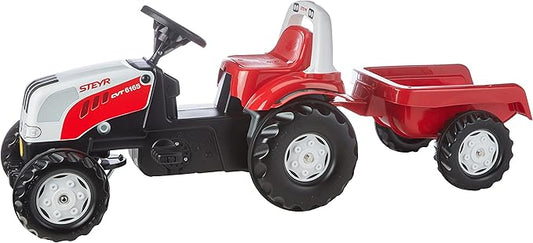 ROLLY TOYS Schneider rollyKid Steyr 01 251 0 Tractor with Roll-Over Bar and Trailer 120 cm