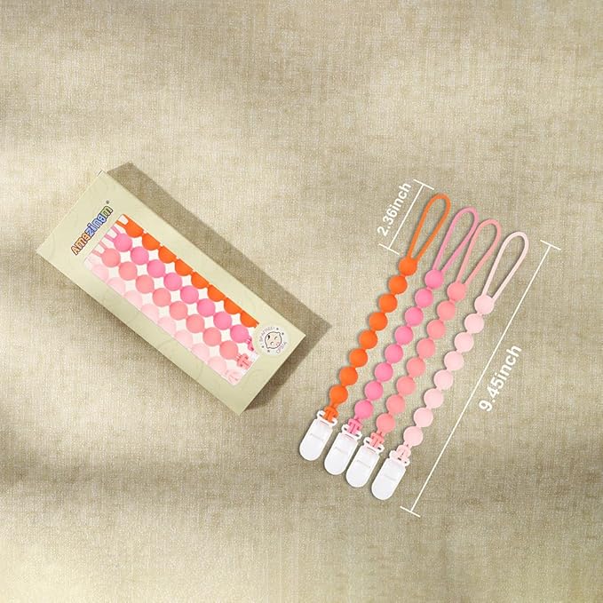 4 Pcs Yellow Baby Silicone Teething Pacifier Clip,One-piece Design,Woven Shape,BPA Free.