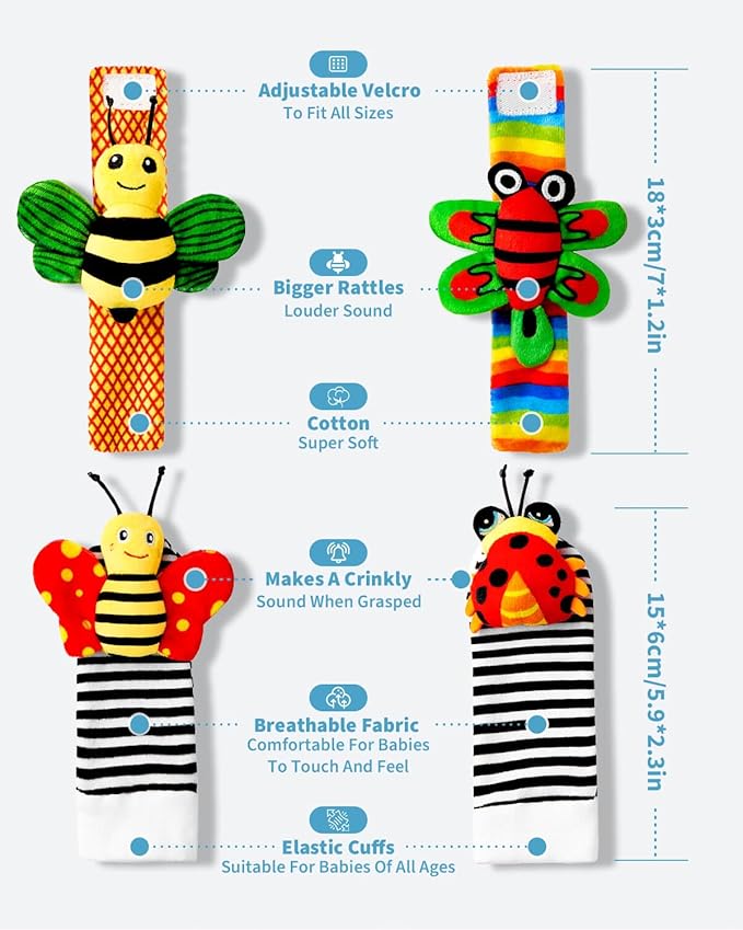 Baby Toys 0-6 Months: Baby Rattles 0-6 Months Infant Toys Baby Wrist Rattle Socks for 6-12 Month Baby Boy Girl Gifts Easter Basket Stuffers