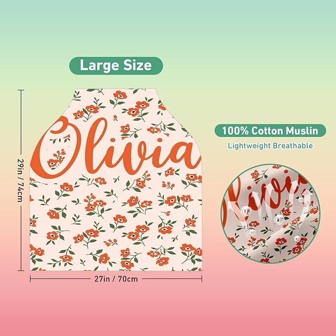 Custom Car Seat Covers for Babies - Breathable Baby Car Seat Cover for Girls Boys, Red Flower Theme Kick-Proof Newborn Carrier Canopy Stretchy Stroller Cover for 4 Seasons