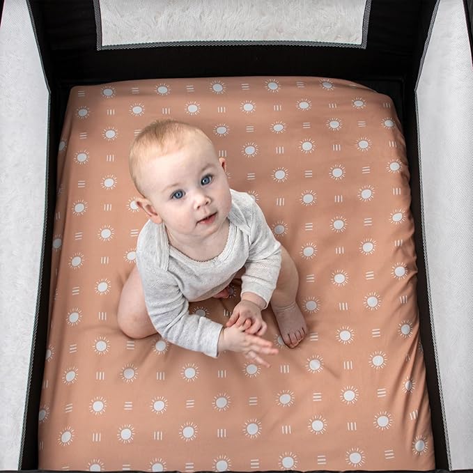 The Peanutshell 3-Pack Fitted Playard Sheets - Soft & Breathable Baby Boy or Girl Mini Crib Sheets, Pack N Play Mattress, Fits Standard Playard Pack Play Mattresses - Boho