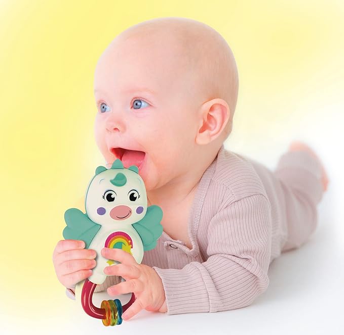 Clementoni 17778 Little Unicorn Rattle-Toddler, Early Years, Infant, New Born Soft Gift, 3 Months, Crinkle Squeaky, Sensory Learning Toys, Stroller Pendant, Made in Italy
