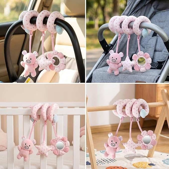 Multi-Use Baby Spiral Activity Toy – Spiral carseat Toy for Car Seat, Stroller,Play Gym, Keeps Baby Quiet, Easy Travel Solution