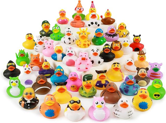 WQTHE 30 Pack Rubber Duck for Jeeps Ducking - 2.3 Inch Bulk Floater Duck for Kids - Baby Bath Toy Assortment - Party Favors, Birthdays, Bath Time, and More (30 Varieties)