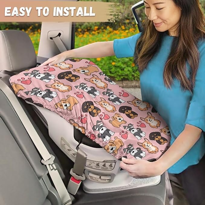Car Seat Sun Shade Cover Dog Print Car Seat Cover Baby Carseat Covers Universal Baby Travel Accessories Keeps Baby's Carseat at Cooler Temperature, Blocks Out Heat & Sun UV Covers