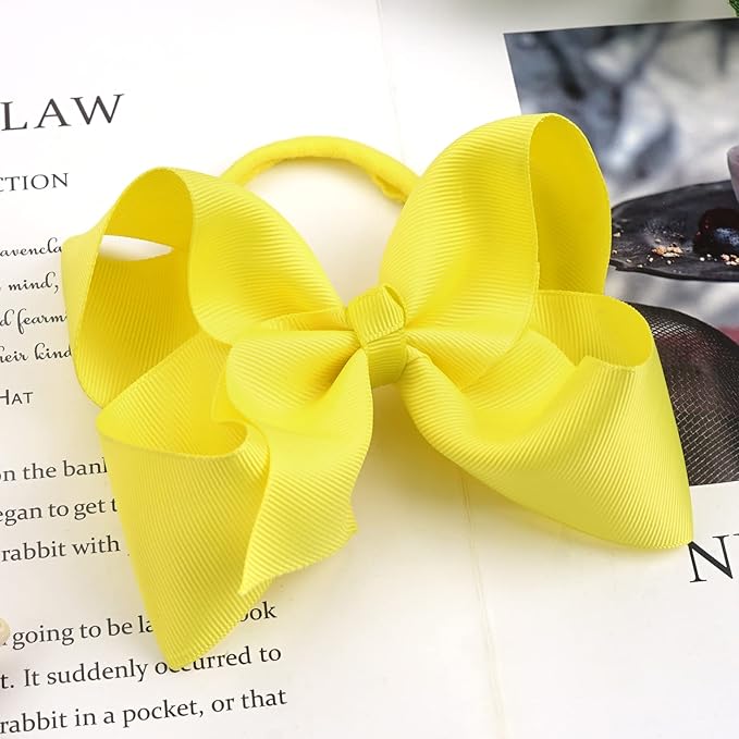 2Pcs 6 Inches Ribbon Baby Girls Headbands Infant Elastic Hairbands Large Cheer Bow Hair Band Accessories for Child Toddlers Girls (Deep Green)