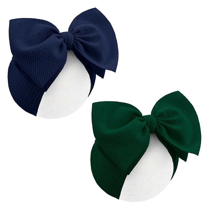 Super Durable Soft Knot Headbands with Hair Bows Infant Toddlers Kids Hair Accessories Dark Blue Green Headband for Newborn Baby Girls