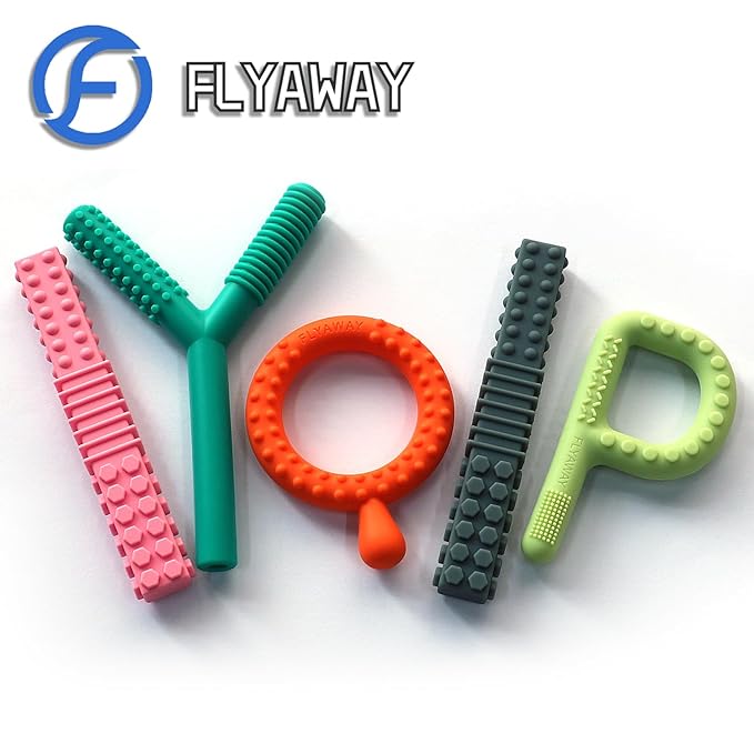 Sensory Toys for Kids with Autism, Silicone Baby Teething Toys 5 Pack Autism Toys for ADHD, Anxiety, SPD Chewing Biting Fidgeting, Teething Relief Tubes for Babies - BPA Free