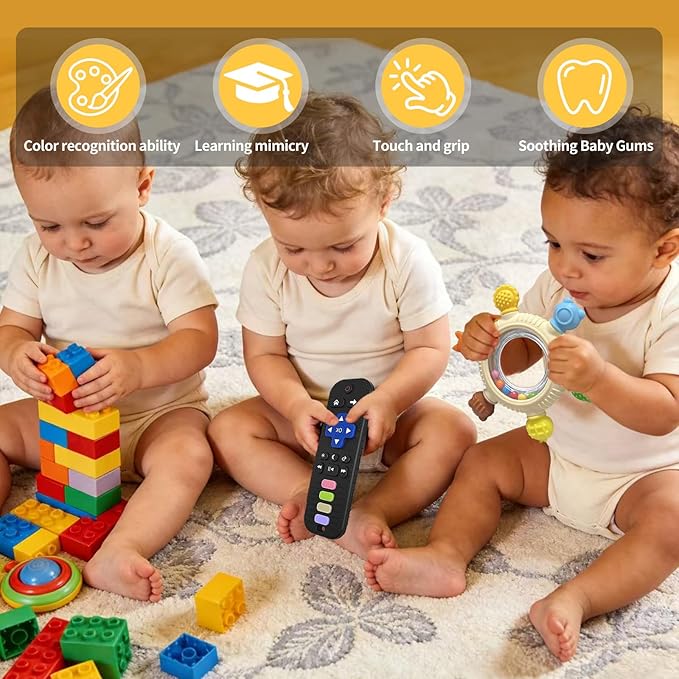 Easter Baby Teething Toys for Baby,Silicone Teether with Baby Rattle Teether &Baby Remote Control Teether,BPA Free,Relief Chew Sensory Toys Baby Chew Toys Soft for Chewing or Easter Gifts,0-24 Months