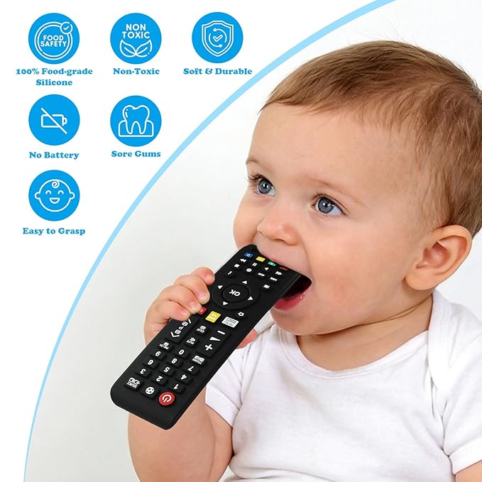 Baby Teether Toy TV Remote Control Shape Teething Toys for Babies 3-24 Months, Chew Toys for Infants Teething Relief, Freezer BPA Free