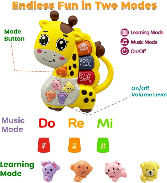 Baby Piano Toy, 6-12 Months Light Up Music Baby Toys for 0 3 6 9 Months, Early Learning Educational Boys Girls Gifts (Giraffe)